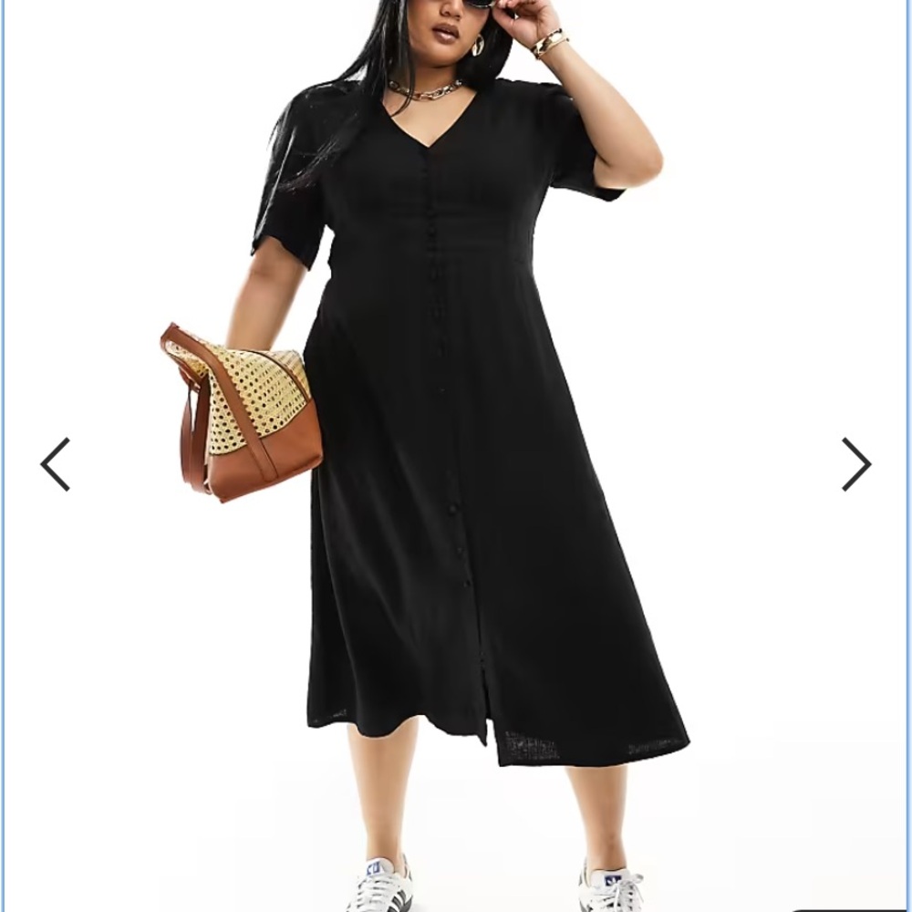 Brand New black V neck midi dress